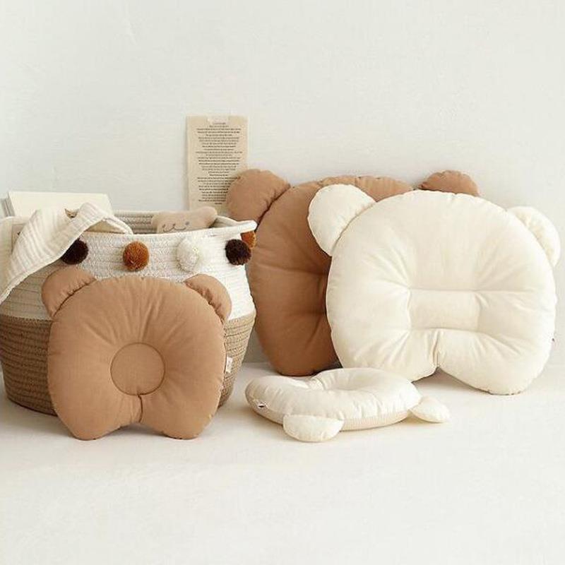 Ins风新款纯棉0-3岁婴儿枕头防偏头枕芯空气层宝宝定型枕新生儿枕