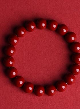 朱砂单圈帝王砂手链女款素圈珠本命年紫金砂手串男士转运珠厂家批