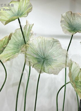 夏季美陈绿色纸艺荷叶菏叶莲叶装饰场景商场售楼处部dp点装置艺术