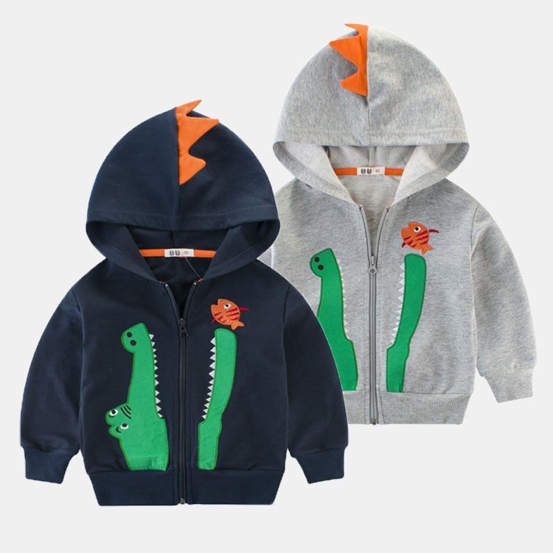 男童外套纯棉 2024新款春季童装儿童连帽开衫宝宝上衣卡通刺绣潮