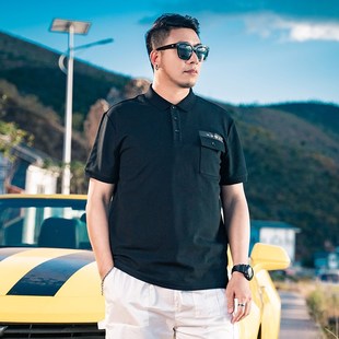 T恤宽松半袖 220斤5X特大码 翻领上衣胖子加肥加大男短袖 夏季 潮 男装