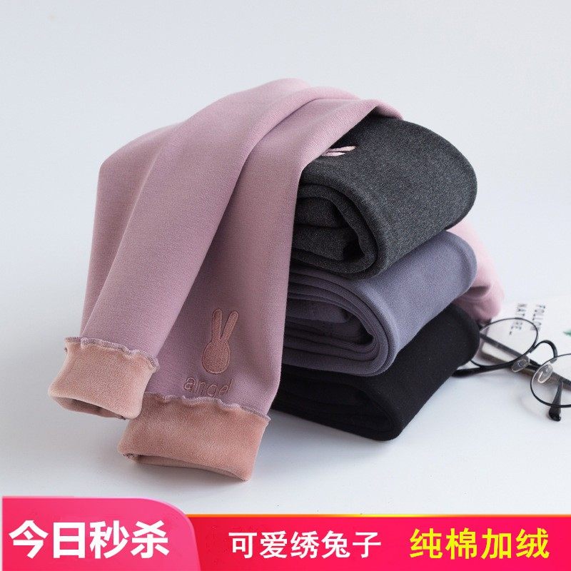 宝宝加绒裤子冬加厚女童打底裤秋冬薄绒儿童纯棉小童保暖女宝外穿