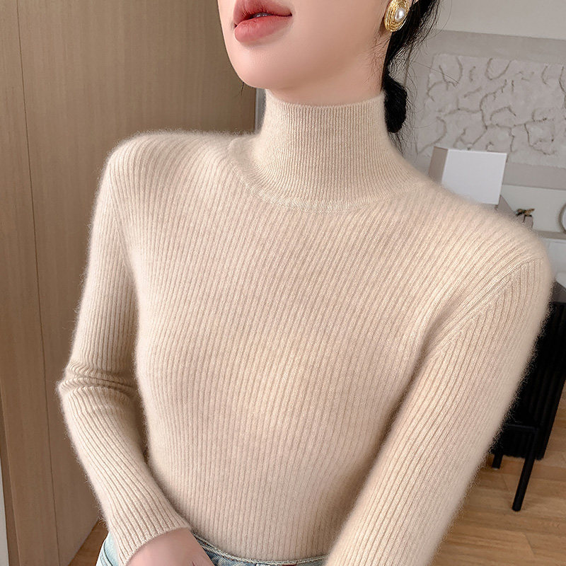 配大衣超好看高领毛衣秋冬女内搭加厚紧身保暖毛衫针织立领打底衫