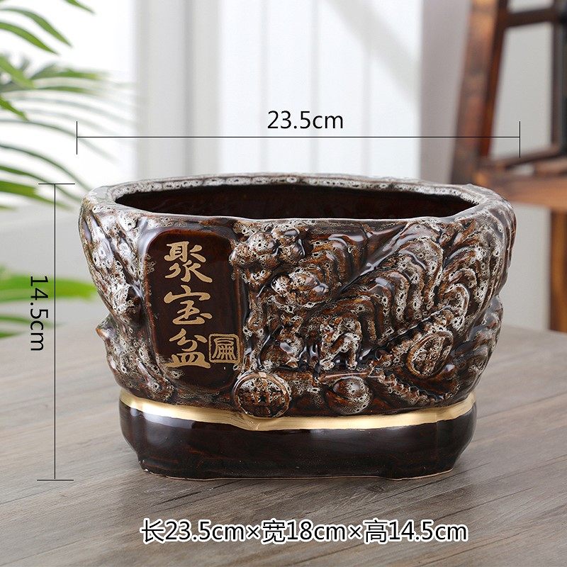 复古陶瓷多肉花盆简约无托盘小号绿萝发财树招财盆子客厅茶几摆件