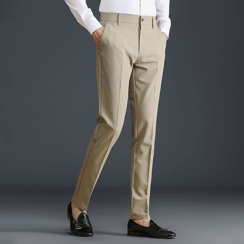 休闲裤修身男商务韩版长裤青年免烫抗皱黑色春秋季小脚西装裤