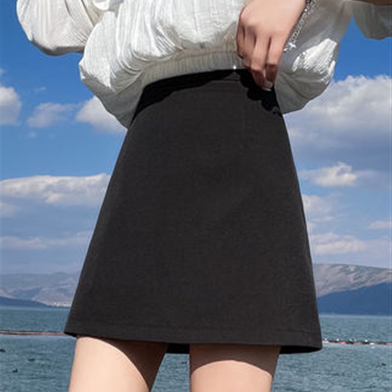 高腰a字裙半身裙女夏季2022新款韩版百搭显瘦学生纯色西装小短裙