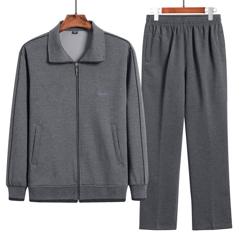 春秋款中老年人男士运动套装爸爸春装中年男装70岁爷爷休闲