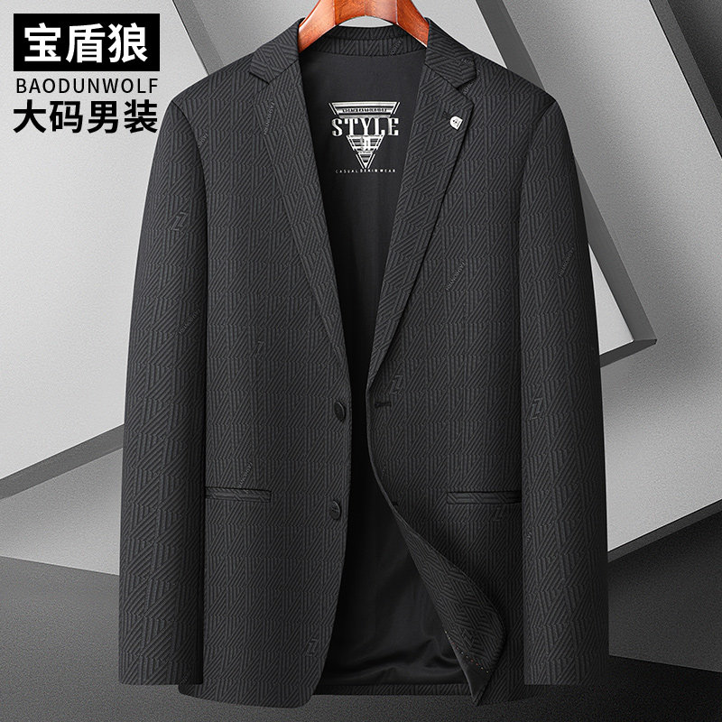春秋弹力大码男装休闲西服外套加肥加大免烫便服单西胖子男士西装图片