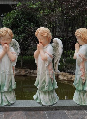 欧式玻璃钢人物雕塑艺术品客厅户外落地摆设可定制作女孩与动物