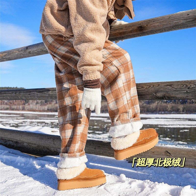 复古格子休闲棉裤男女春秋潮牌宽松加绒加厚直筒裤慵懒风阔腿裤子