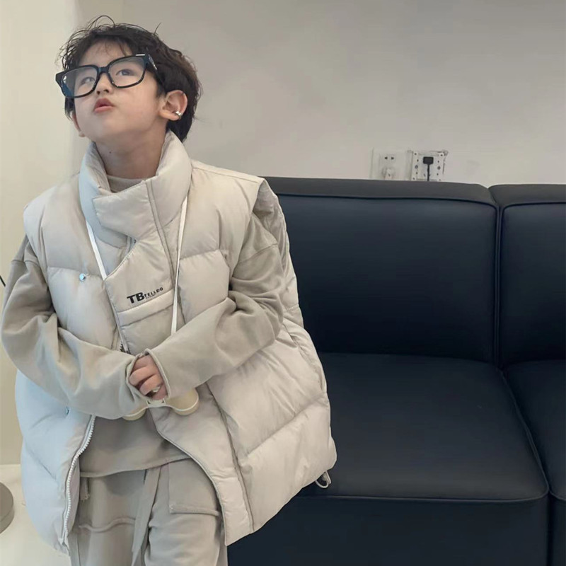 韩国儿童羽绒衣马甲2022秋装男童女童宝宝坎肩加厚背心幼儿园外穿