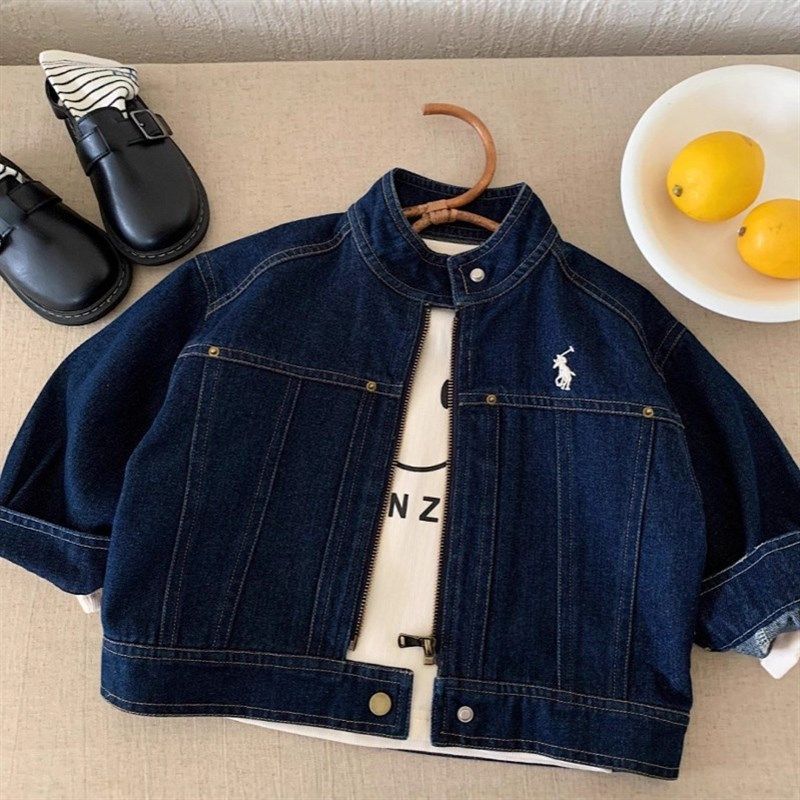 儿童外套纯色2025秋季装新款男女童休闲夹克韩版宝宝牛仔外套洋派