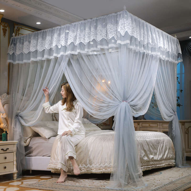 不锈钢/宫廷/简约三开加粗1蚊帐方床..落地2m5蚊帐18支架顶米门