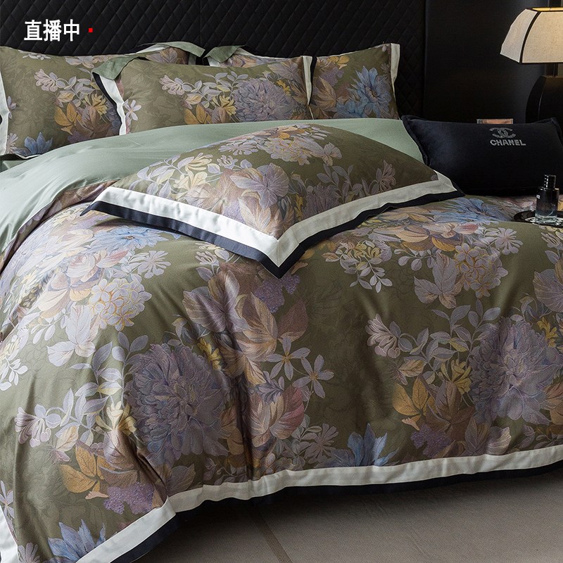 A类高端200支长绒棉四件套纯棉被套全棉床单100裸睡新款床上用品4