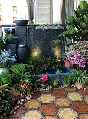 大假山流水摆件落地喷泉鱼池欧式水幕墙阳台客厅别墅花园庭院景观