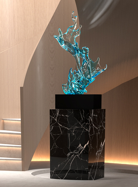 风生水起轻奢高档透明抽象雕塑大型摆件酒店大堂办公室玄关装饰品