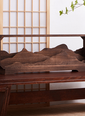 烧桐木假山玄关柜摆件样板房间新中式酒店售楼处桌面装饰品茶室