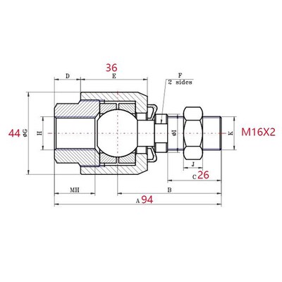 摆动M16X2浮动接头粗牙M16X2.0氣缸万向节接M27 M10X1.5X1.25