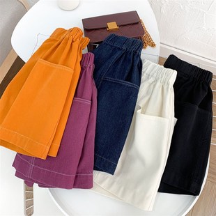 牛仔斜纹面料柔软宽松高腰松紧口袋短裤 日单 夏季 衣间好货 女 式