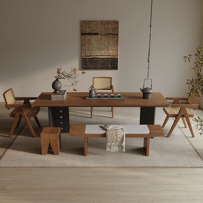 侘寂风全实木茶桌2024新款高端现代简约茶桌椅组合客厅家用泡茶台