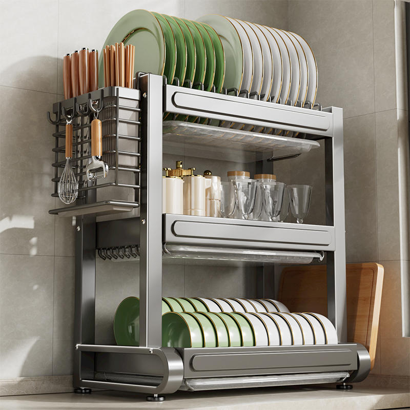 304不锈钢碗碟收纳架碗架厨房多功能置物架家用放碗筷碗盘沥水架