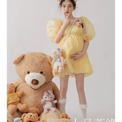孕妇拍照服装影楼甜美超仙孕妈少女感大肚孕期拍照连衣裙摄影服饰