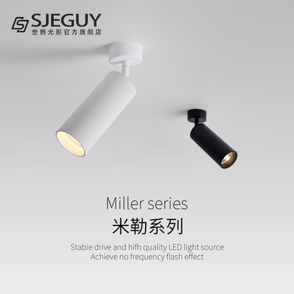 led明装射灯可调角度单个创意家用背景墙吸顶式聚光照画金色射灯