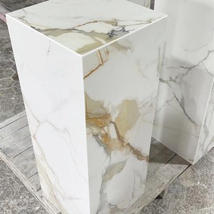 酒店会所工艺摆放展台摆台 饰摆台 亮光岩板轻奢底座 家居客厅装