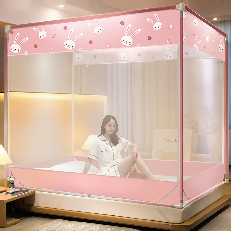 防摔蚊帐全底2022新款高级家用卧室蒙古包儿童婴儿防止掉床带支架