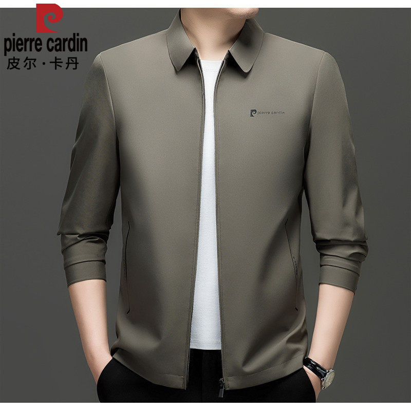 皮尔卡丹翻领夹克男商务休闲外套2025秋季新款中年高端行政干部装