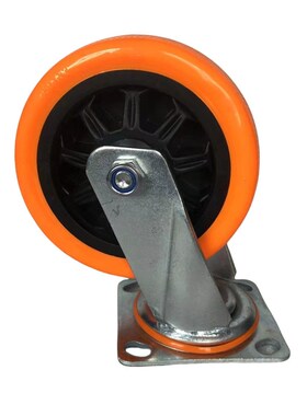 重型工业脚轮白色橙色PU轮承重好重型手推车脚轮仓库搬运车