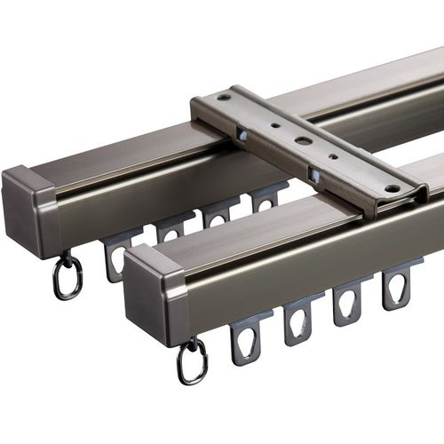 窗帘轨道单双轨铝合金静音滑轮直轨墙顶装窗帘滑轨滑道空气导轨