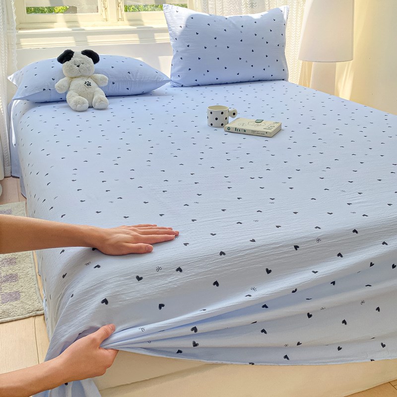 夏季水洗棉双层纱床单单件被单学生宿舍可水洗亲肤床盖三件套床单