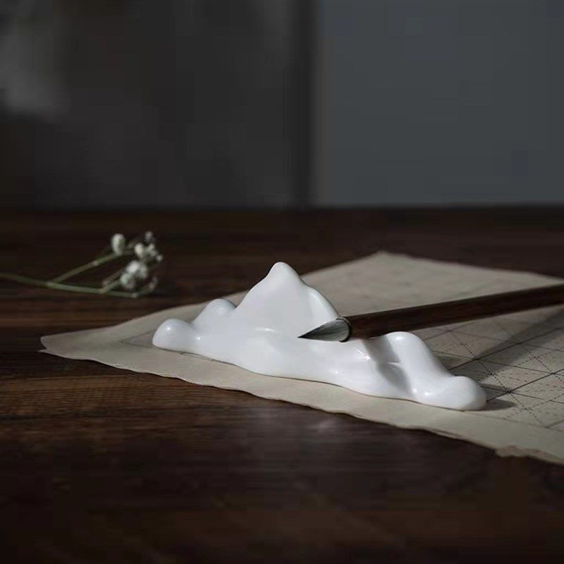 雪国毛笔笔山陶瓷笔搁笔用的笔托笔台白瓷书法镇纸镇尺文房四宝,文具电教/文化用品/商务用品,文房四宝,淘宝优惠券,粉丝福利购,淘宝优惠卷