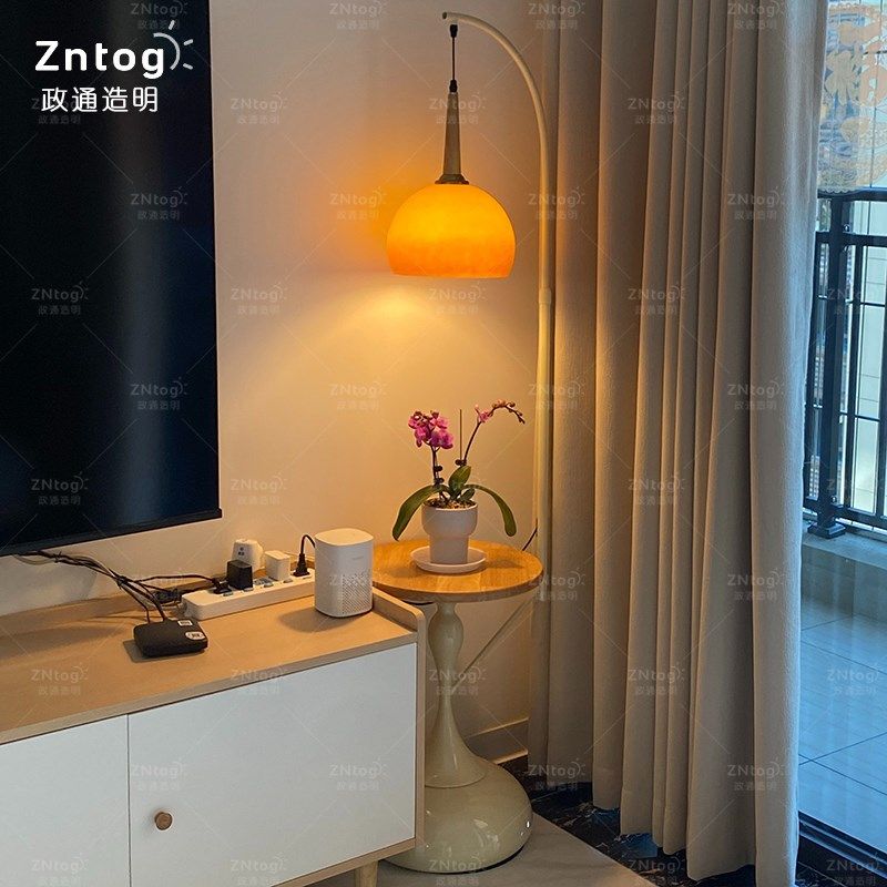 奶油风置物架落地灯客厅沙发旁边几卧室床头柜一体氛围感立式台灯