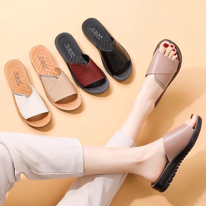 中老年妈妈防滑拖鞋2025新款外穿D凉拖平底中年凉鞋轻便鞋子女夏,女鞋,一字拖,淘宝优惠券,粉丝福利购,淘宝优惠卷