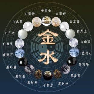 旺财运手链20i25五行天然水晶喜用补金水火土缺水木手串男女款多