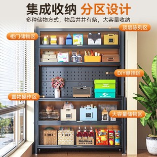 钢制储物柜落地防尘置物架餐边柜厨房橱柜微N波炉烤箱多功能收纳