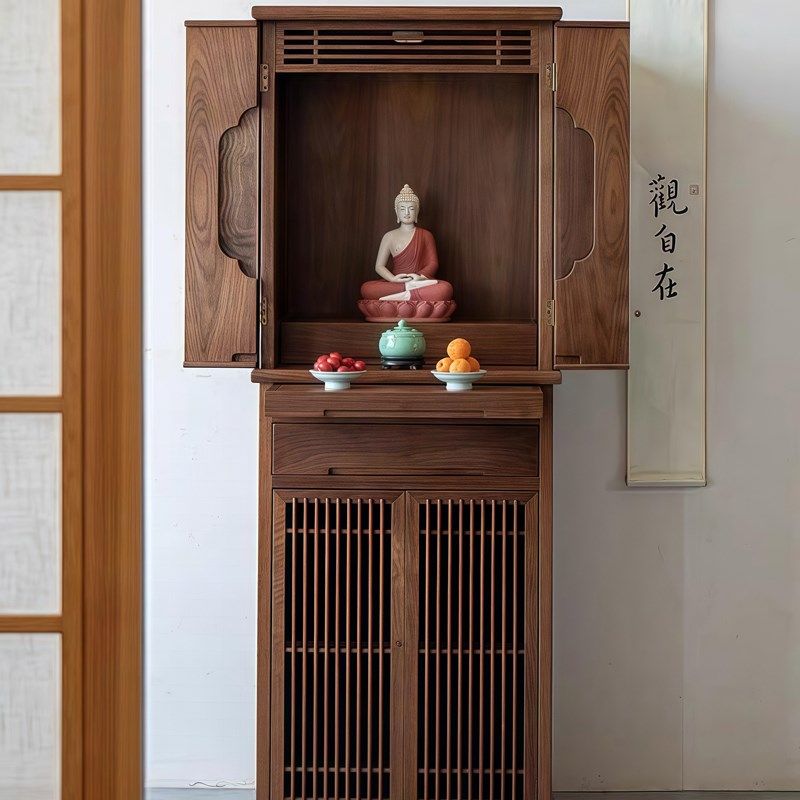 新中式实木佛龛立柜北美黑胡桃木供E桌神台实木佛柜佛龛神龛一体,住宅家具,佛柜/佛龛,淘宝优惠券,粉丝福利购,淘宝优惠卷