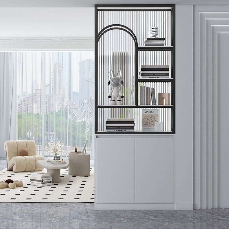 奶油风卫生间半h墙屏风隔断柜客厅简约现代浴室玄关洗漱台置物架