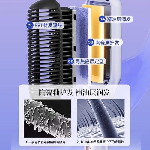 甄选HYUNDAI直发梳负离子不直发器伤直发棒两用发卷发棒便携节日