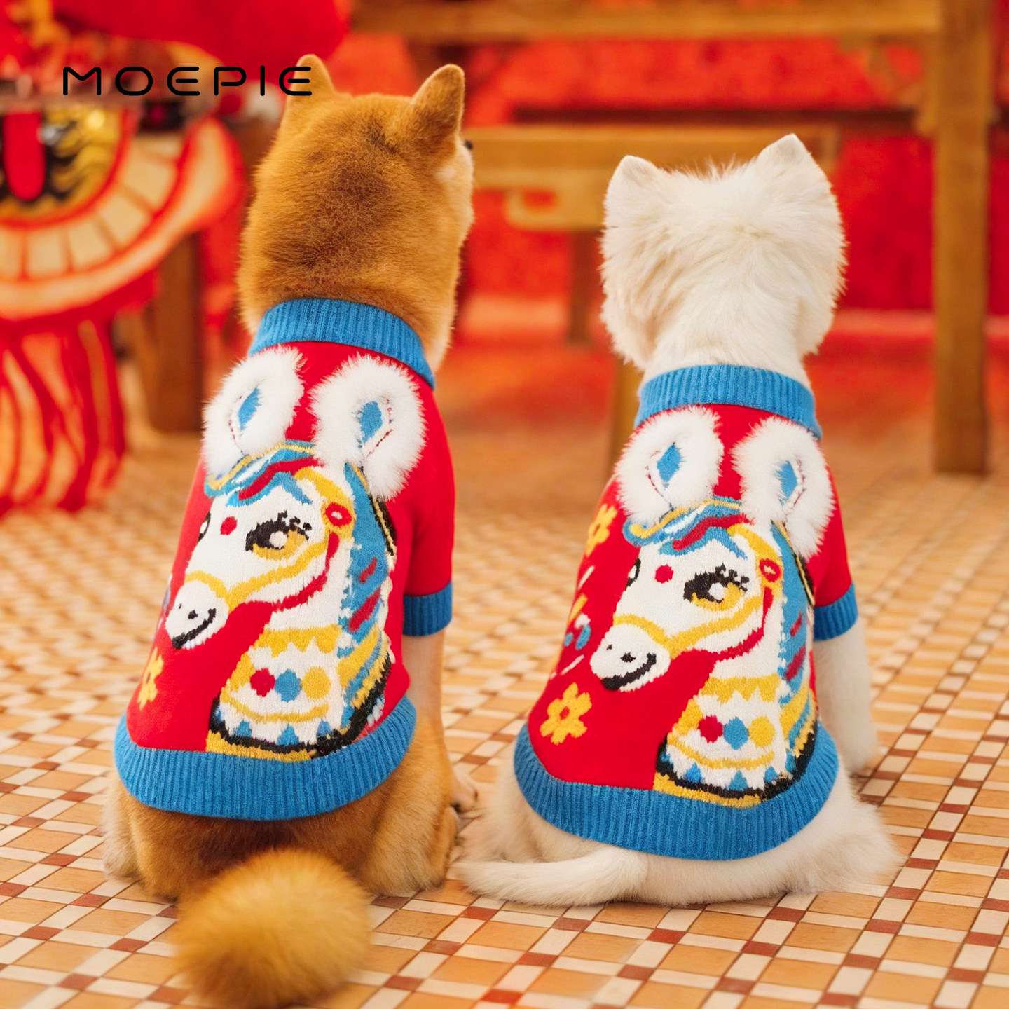 MOEPIE小狗狗冬款衣服比熊泰迪马尔济斯雪纳瑞幼犬喜庆过年衣服