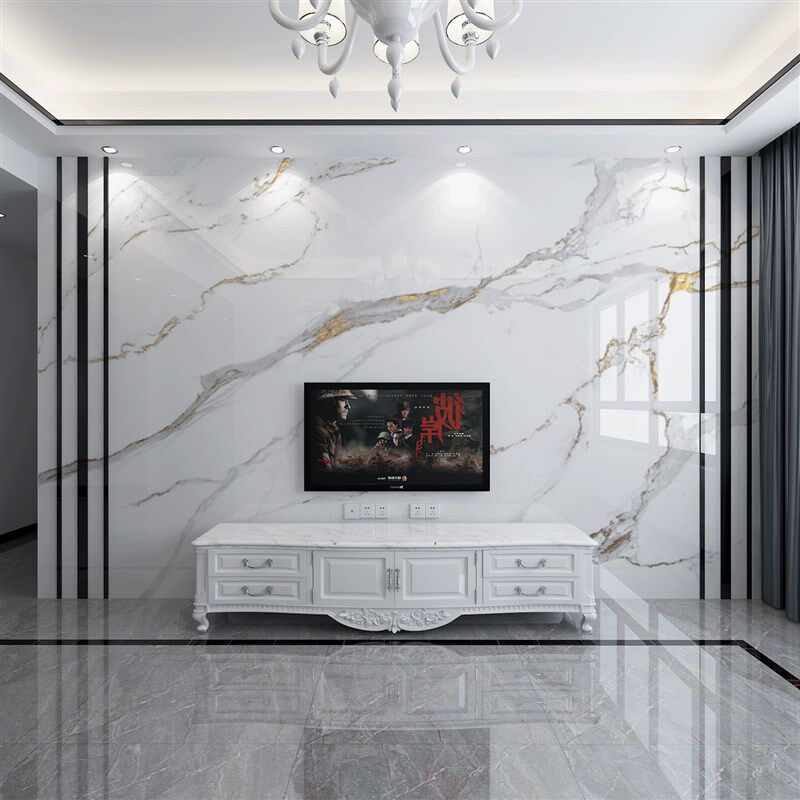岩板大理石纹壁h画客厅电视背景壁纸影视墙布现代简约8d立体墙纸