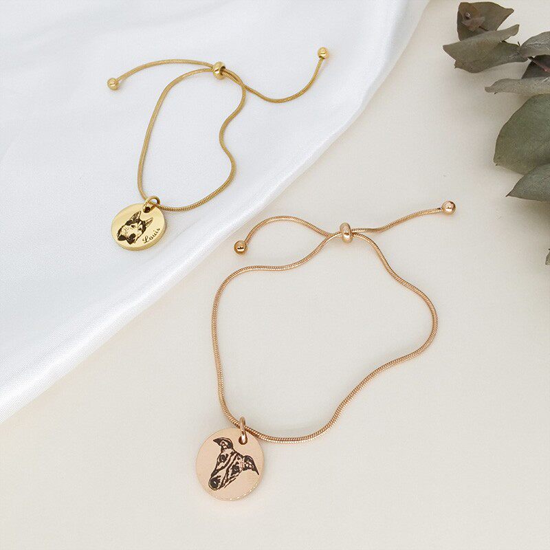 来图定制简约气质宠物猫u狗仓鼠照片手链可调节手绳纪念吊坠礼物