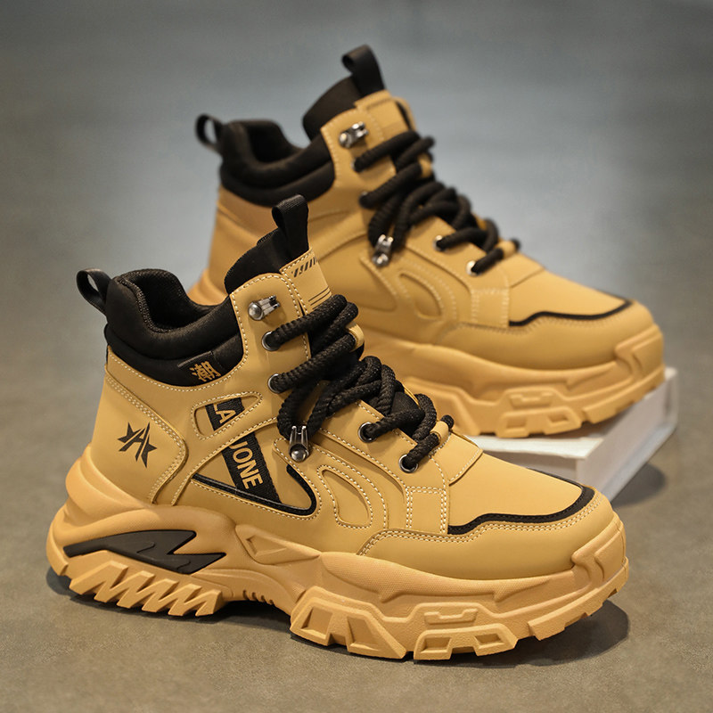 高帮男鞋冬季皮面厚底防滑t工作马丁靴秋冬户外登山运动休闲工装,流行男鞋,高帮鞋,淘宝优惠券,粉丝福利购,淘宝优惠卷