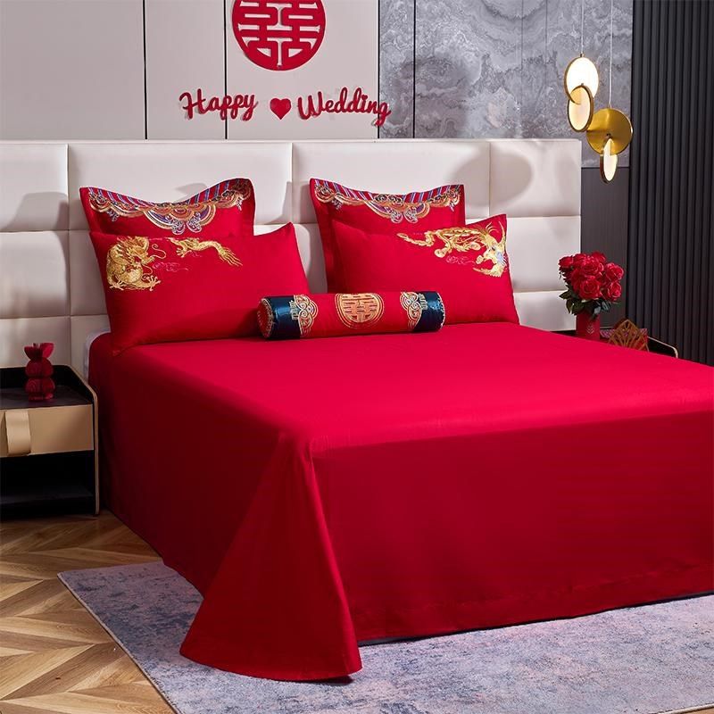 100支长绒棉婚庆四件套结婚全棉刺绣被套大Q红8件套床上用品件,床上用品,婚庆床品套件,淘宝优惠券,粉丝福利购,淘宝优惠卷