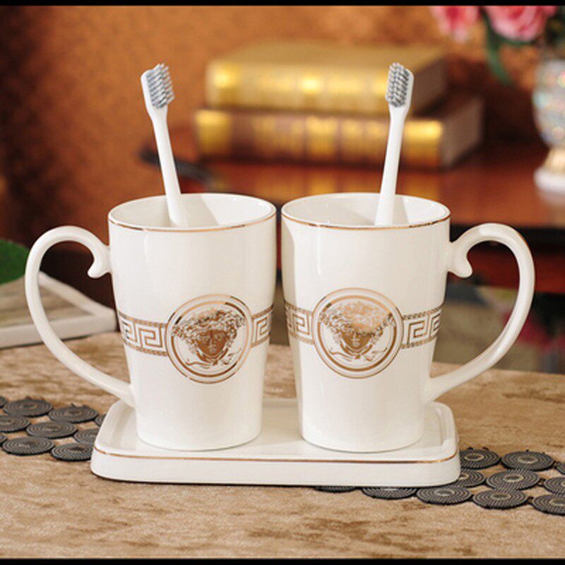 欧式陶瓷学生牙刷l杯白色骨瓷刷牙杯带把浴室情侣洗漱套装个人套,家庭/个人清洁工具,洗漱杯,淘宝优惠券,粉丝福利购,淘宝优惠卷