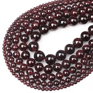 纯天然石榴石散珠子酒红色半成品圆珠diy手工编织女手链饰品配件