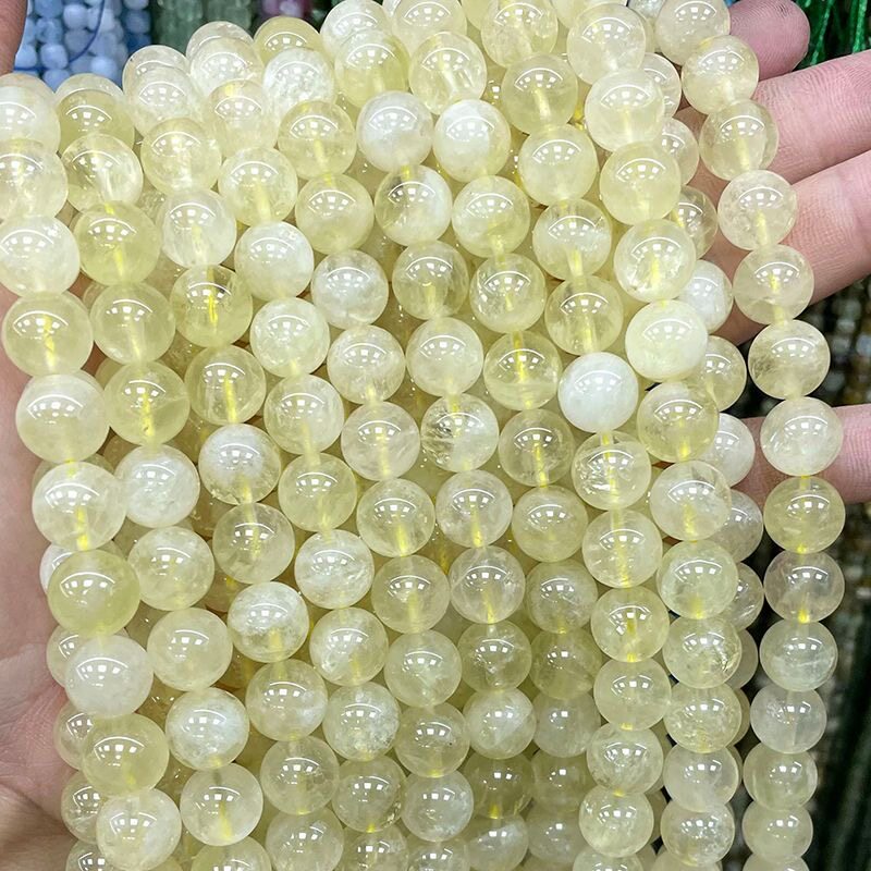 天然柠檬黄水晶散珠子半成品diy手工编织手串珠手链项链穿珠材料
