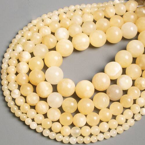 天然米黄玉散珠子玉髓圆珠diy手工编织串珠手链材料水晶饰品配件